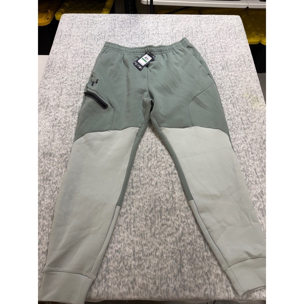 Under Armour Unstoppable Fleece Joggers Mens XL Green Colorblock 1379808 NEW
